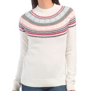 Tabitha Webb White Fair Isle Lambswool Blend Knit Sweater - Small Scottie Dog